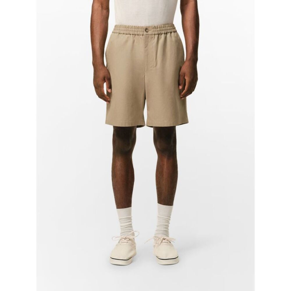 Ami Paris Pure Cotton Athletic Shorts With Elastic Waist And Patch Pocket